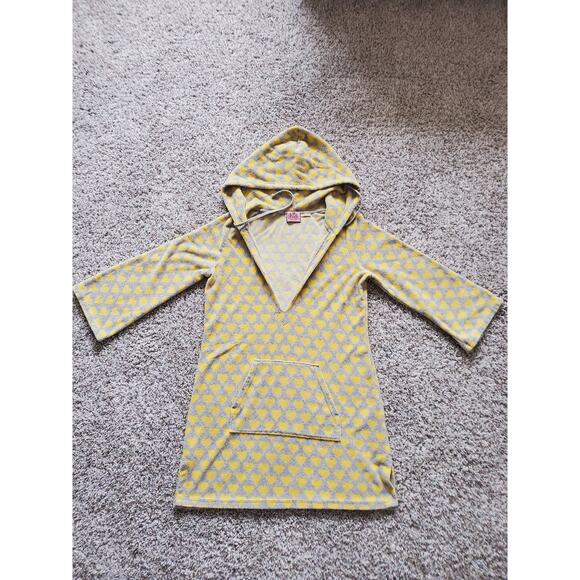 Juicy Couture Gray Yellow Heart Terry Tunic Sun Dress Coverup Size L - Picture 1 of 7